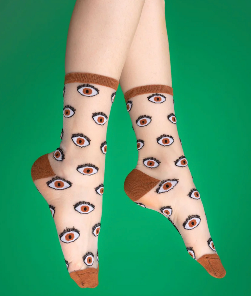 Eye Sheer Socks- Brown