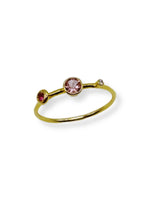 Pink Sapphire, Tourmaline, and Diamond Ring