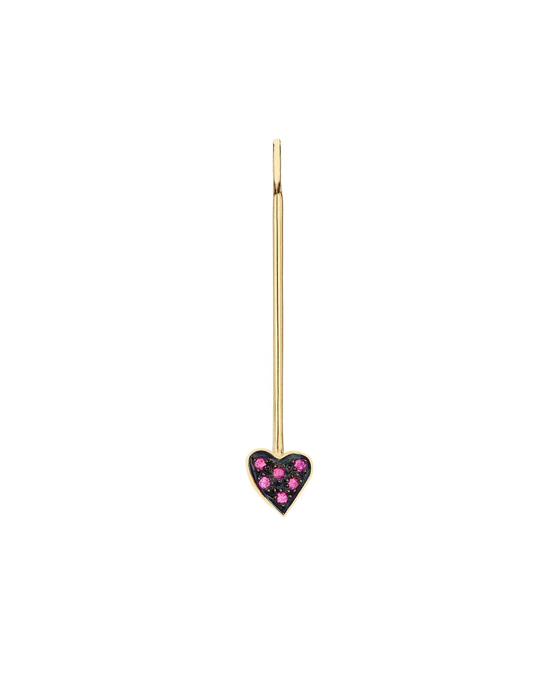 Long Heart Charm with Pink Sapphires