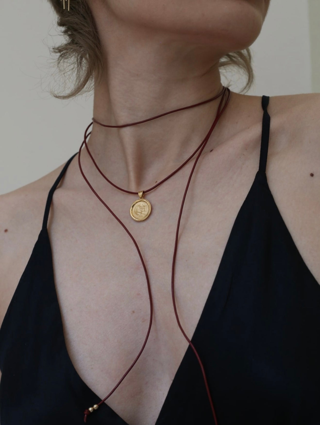 Hercules Burgundy Leather Cord Necklace