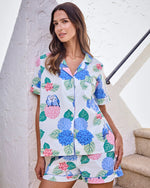 Hydrangea Honeymoon Short PJ Set in Cloud