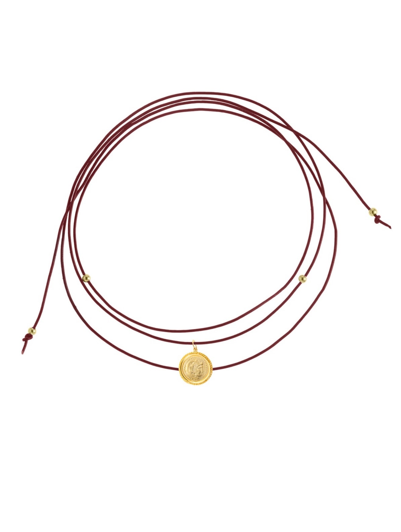 Hercules Burgundy Leather Cord Necklace