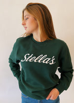 Stella's Embroidered Crewneck Sweatshirt Green with White Embroidery