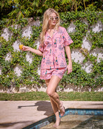 Champagne Tower Short PJ Set in Peach Fizz