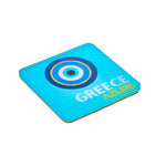 Acrylic Bon Voyage Coaster, Greece Set of 4 with holder