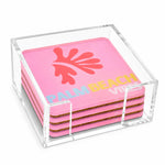 Acrylic Coaster, Palm Beach Set of 4 with holder