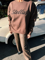 Stella’s Embroidered Crewneck Sweatshirt in Brown with Brown Embroidery