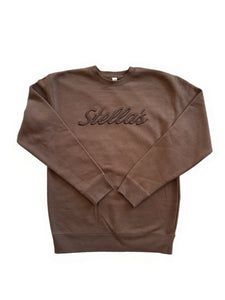 Stella’s Embroidered Crewneck Sweatshirt in Brown with Brown Embroidery