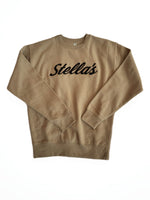 Stella’s Embroidered Crewneck Sweatshirt in Tan with Black Embroidery