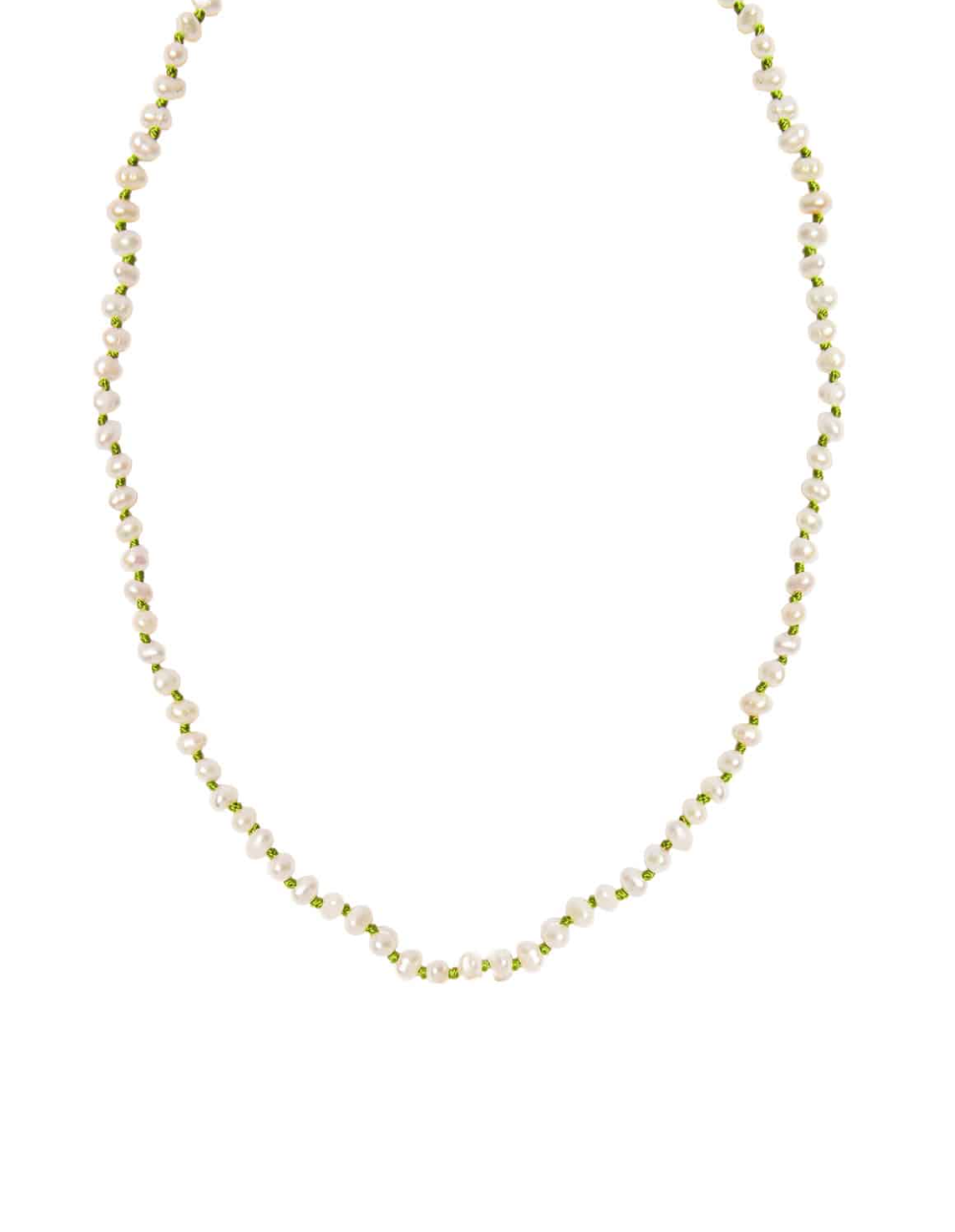 Wizard of Pearls Knotted Necklace - Olive