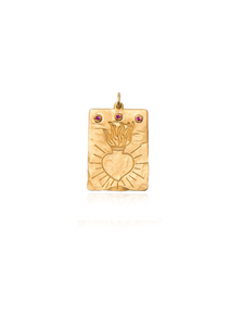 Holly Flaming Heart Charm - Red