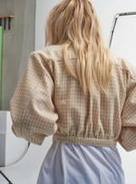 Check Puff Jacket in Nude