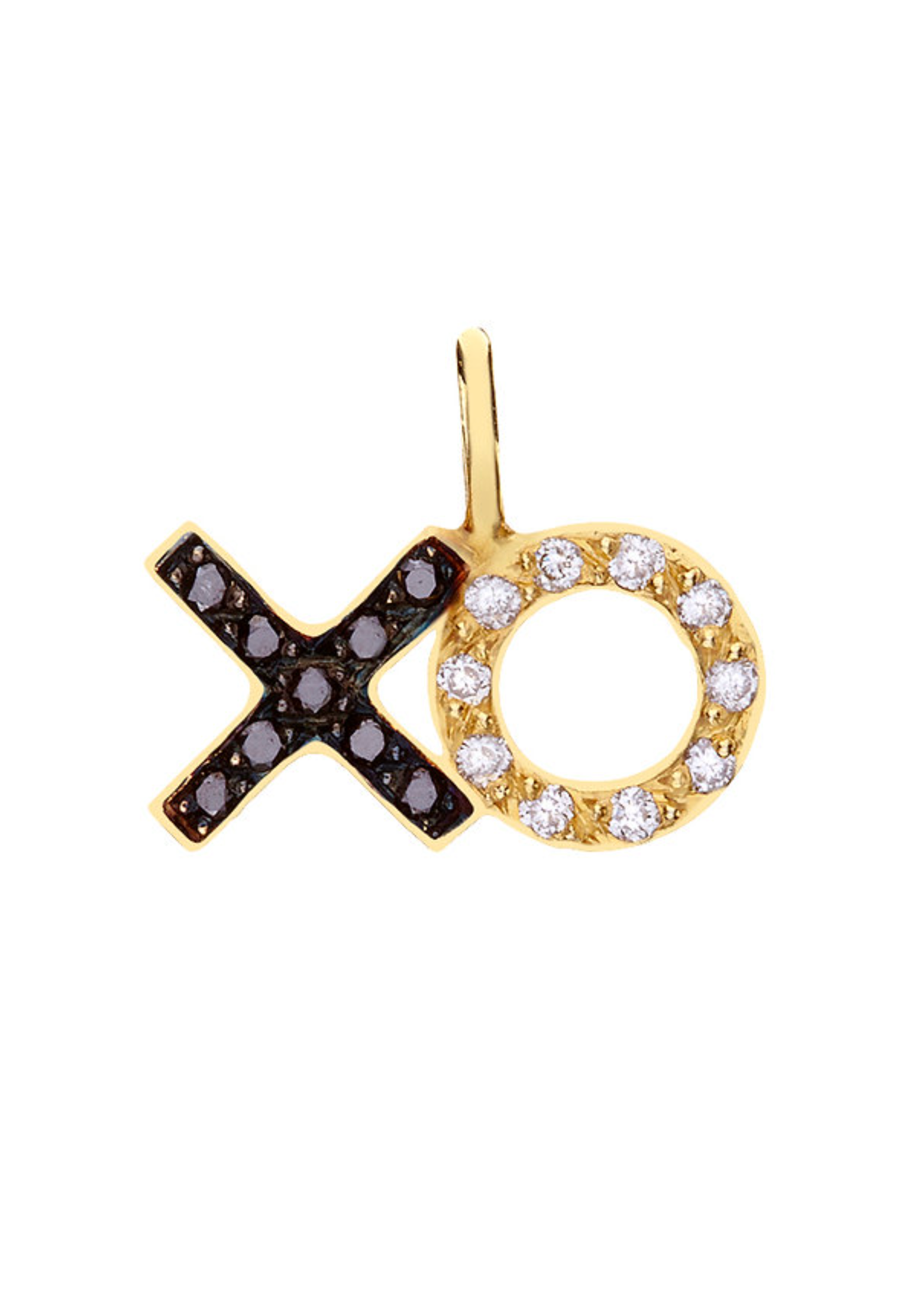 XO Charm with Black and White Diamonds
