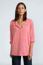 Relaxed Henley in Washed Pink