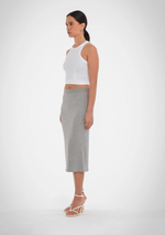 Fleur Rib Skirt in Grey Melange