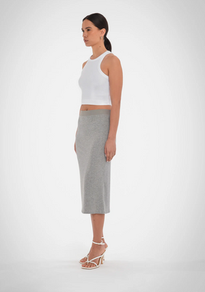 Fleur Rib Skirt in Grey Melange