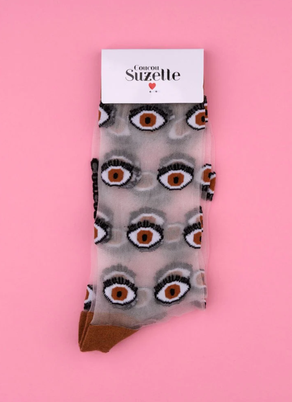 Eye Sheer Socks- Brown