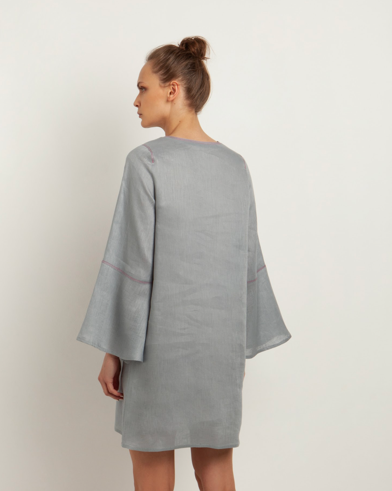 Bell Sleeve Mini Dress in Grey