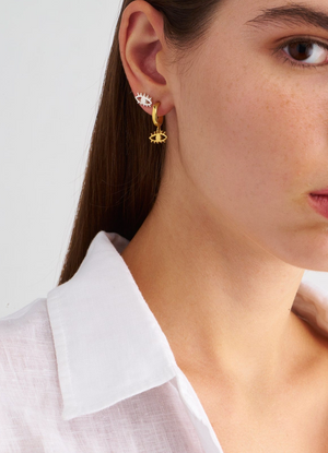 Tiny Eye Mini Hoops in Gold Vermeil