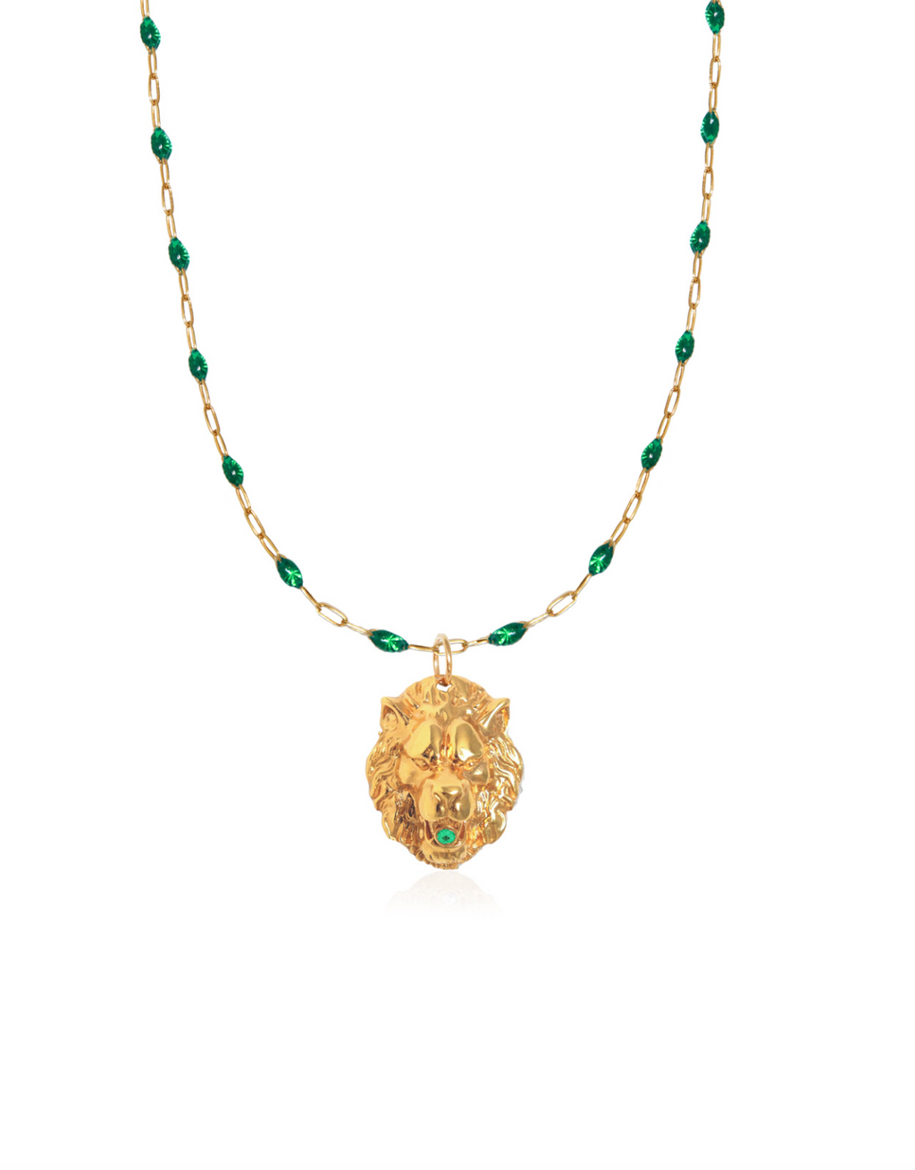 Leon Emerald Enamel Chain Necklace