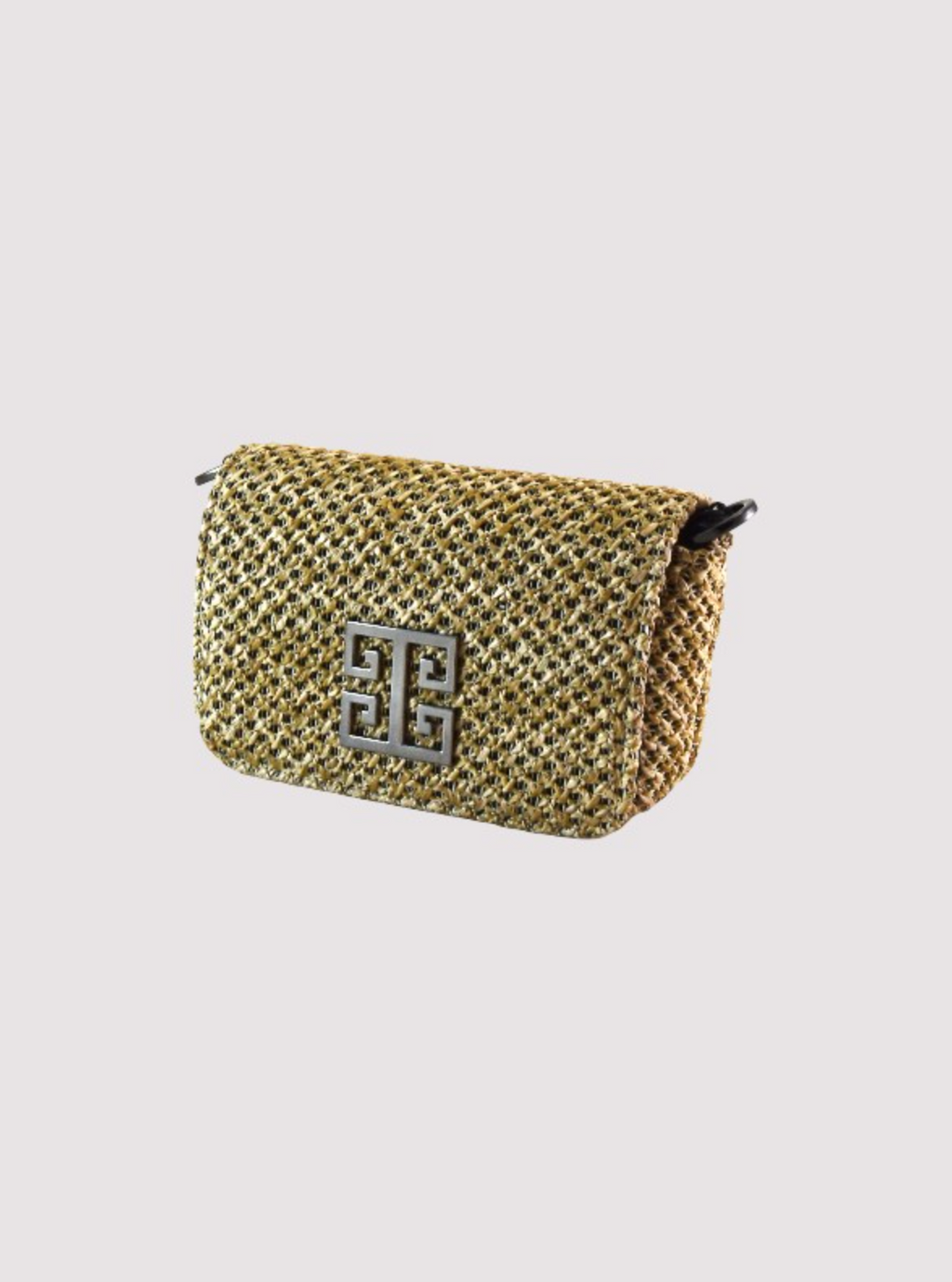 Agapi Raffia Mini Bag in Beige - Gold | Ochre Parthenon Design Strap