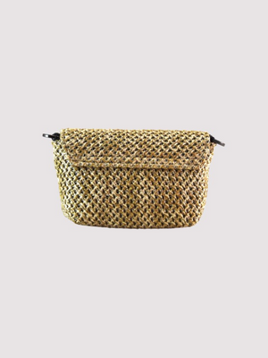 Agapi Raffia Mini Bag in Beige - Gold | Ochre Parthenon Design Strap