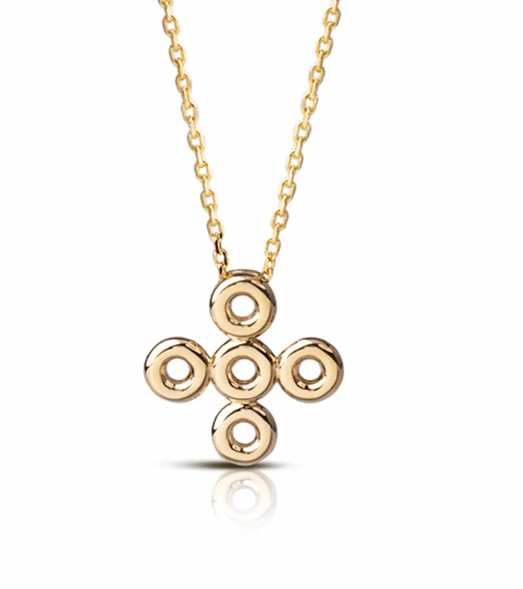 5 Circle Gold Cross Necklace