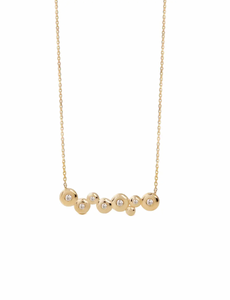 14K Gold “Bubble” Diamond Small Bar necklace