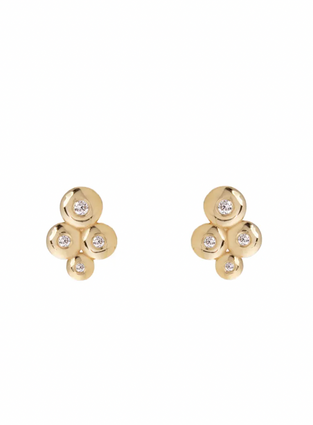 14K Gold Earrings with 4 “Bubble” Diamonds