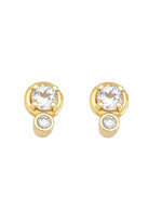 18K Gold White Topaz and Diamond Earrings