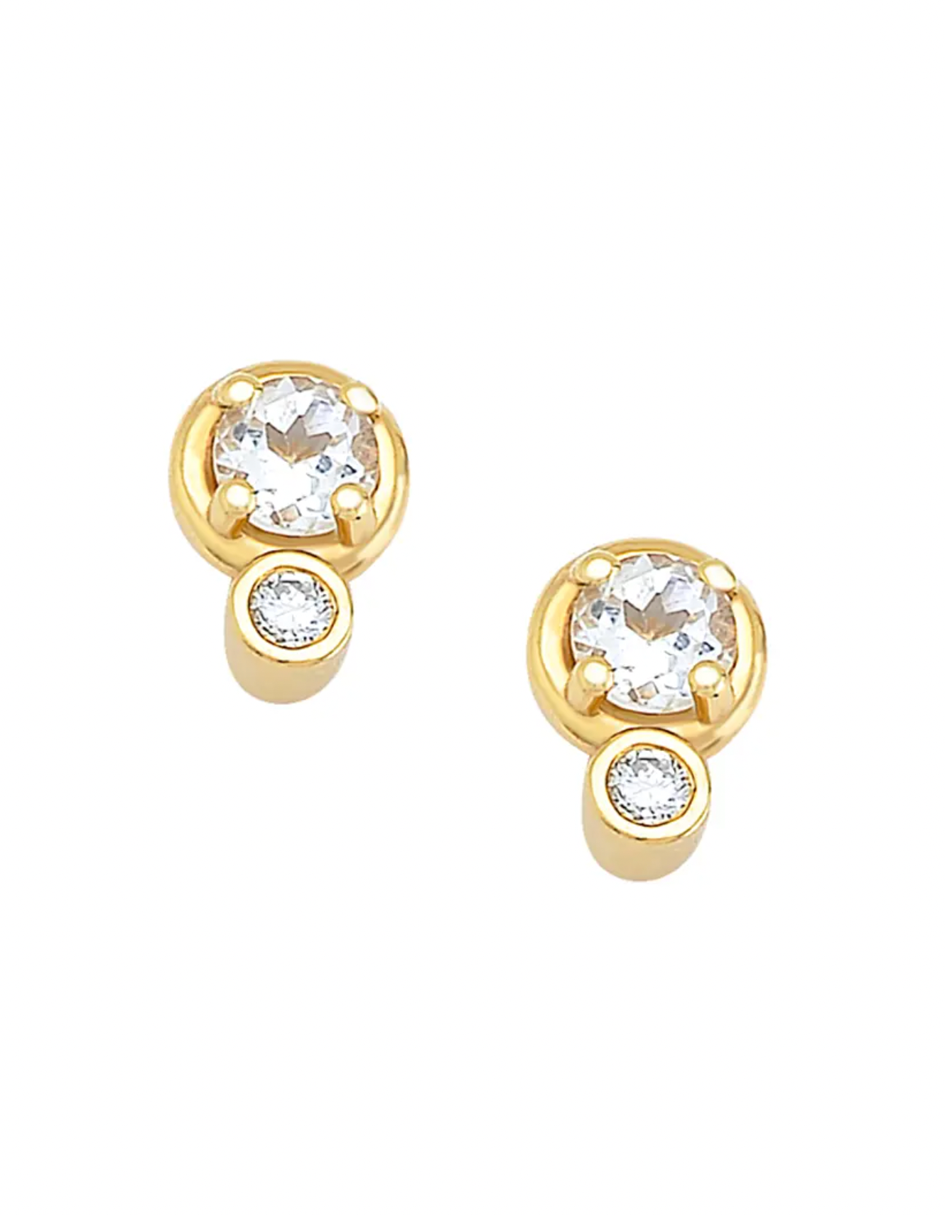 18K Gold White Topaz and Diamond Earrings