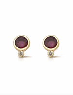 Round Shaped Red Tourmaline Earrings with Diamond