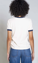 Classic Ringer Tee in Cream/Navy