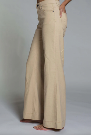 Juniper Wide Leg in Khaki Linen