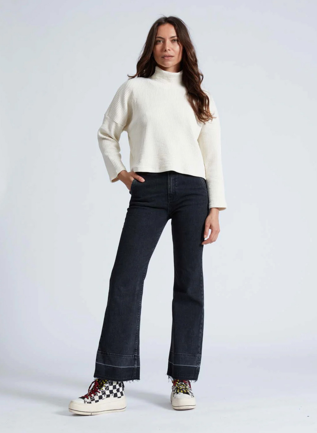 Cropped Turtleneck Sweatshirt