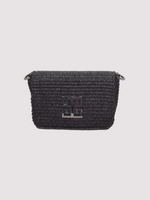 Agapi Bag in Black Raffia - Cappuccino/Black Strap