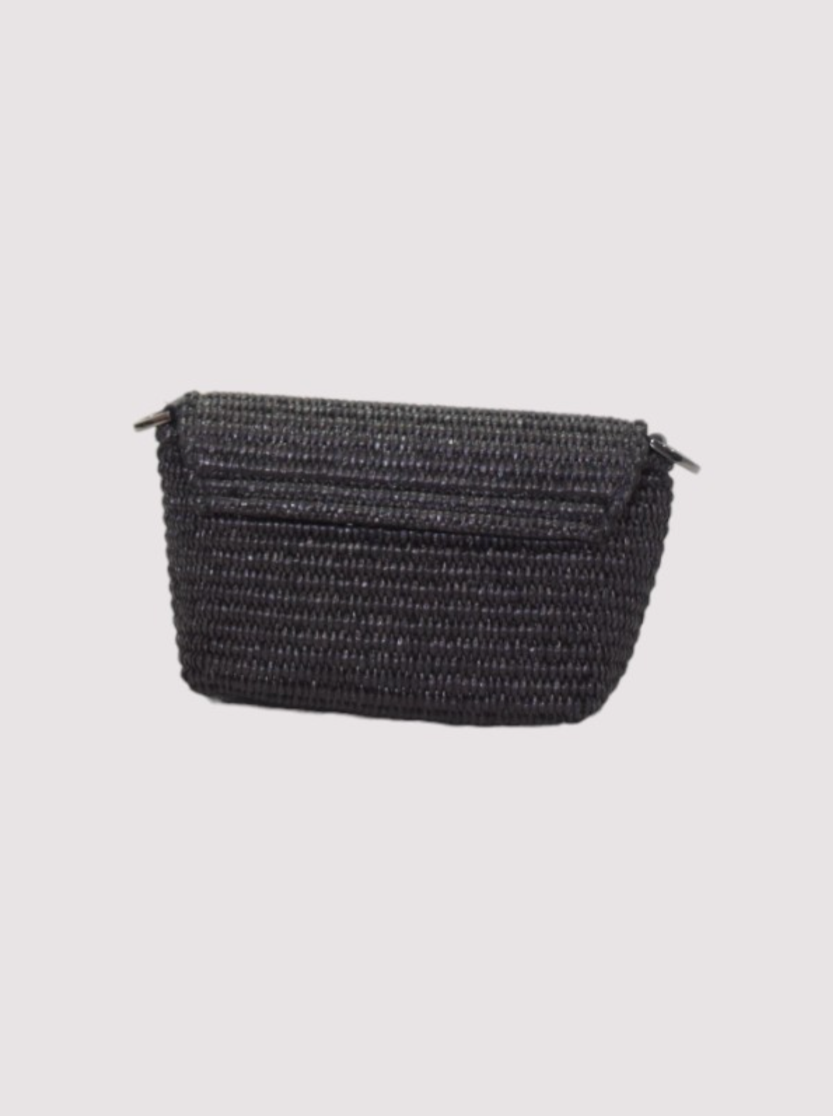 Agapi Bag in Black Raffia - Cappuccino/Black Strap