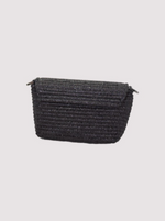 Agapi Bag in Black Raffia - Cappuccino/Black Strap