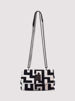 Danae Bag in Classic Pattern Ecru/Black - Chain Strap