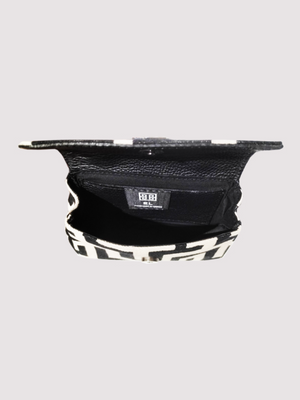 Danae Bag in Classic Pattern Ecru/Black - Chain Strap
