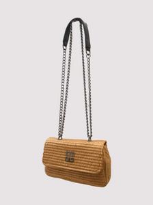 Danae Raffia Bag in Tobacco – Chain Strap