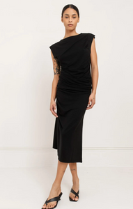 Greta Rouched Tee in Black
