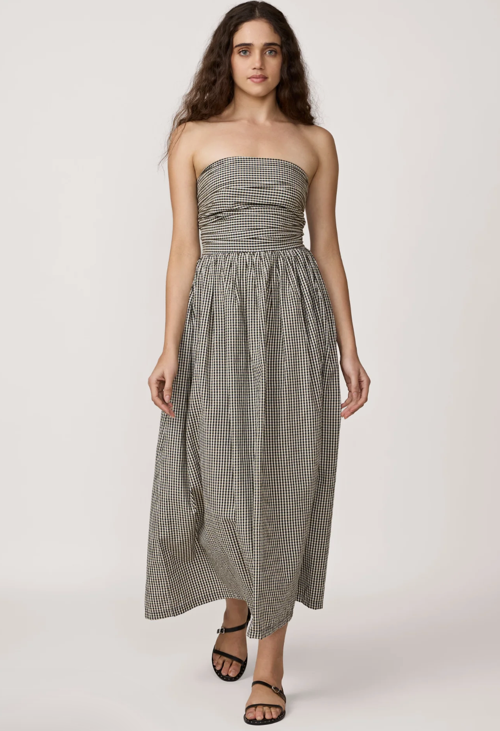 Strapless Tie Back Dress in Gingham