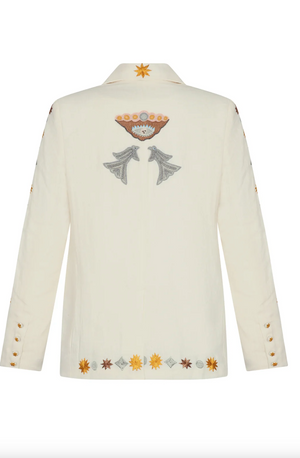 Vera Blazer in Ivory Embroidered