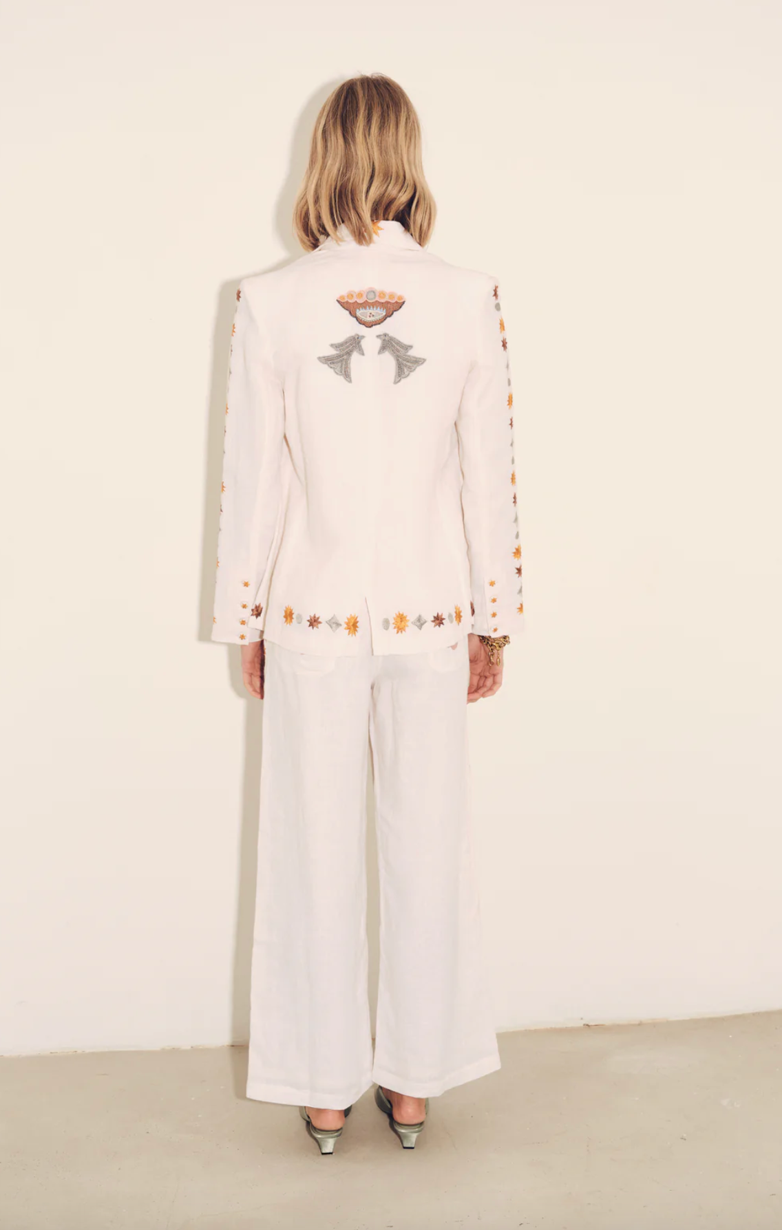 Vera Blazer in Ivory Embroidered