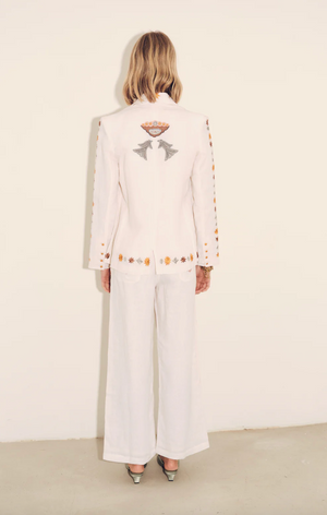 Vera Blazer in Ivory Embroidered