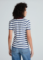 Classic Henley Tee in Navy Thin Stripe