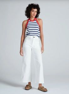 Halter Tank in Navy Thin Stripe