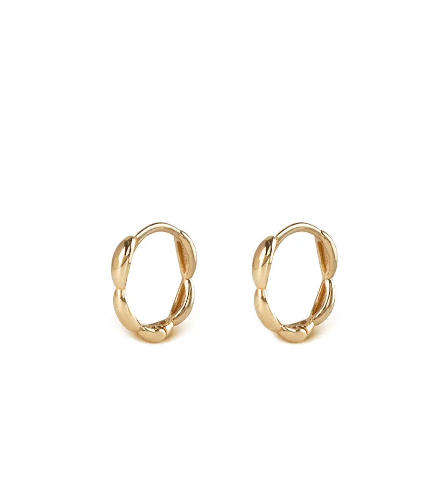 14K Gold Small Round Hoops with Pattern