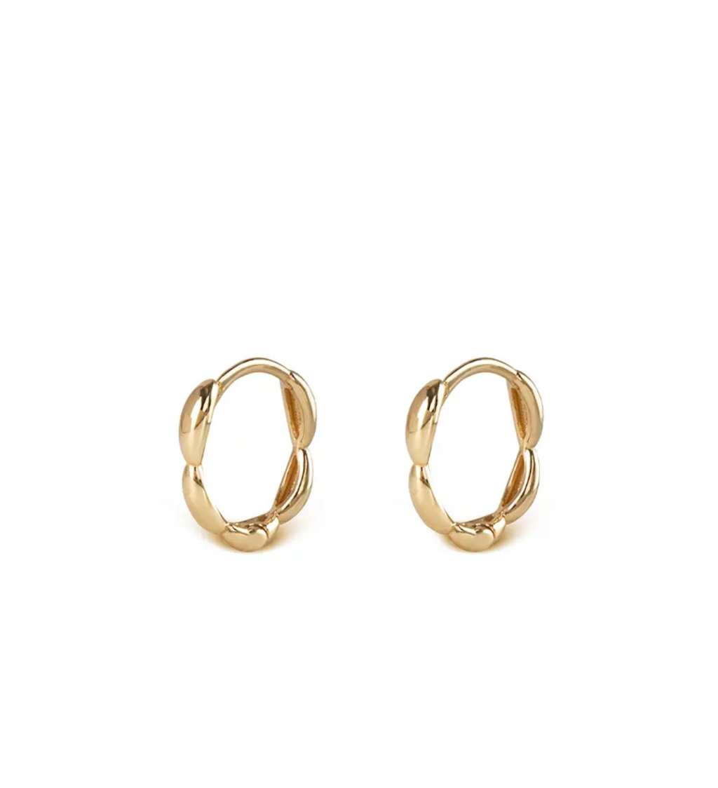 14K Gold Small Round Hoops with Pattern